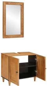 vidaXL Σετ Επίπλων Μπάνιου Επιτοίχιο 2 pcs Καφέ 62 x 33 x 58 εκ.