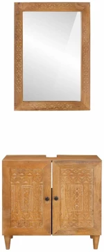 vidaXL Σετ Επίπλων Μπάνιου Επιτοίχιο 2 pcs Καφέ 62 x 33 x 58 εκ.