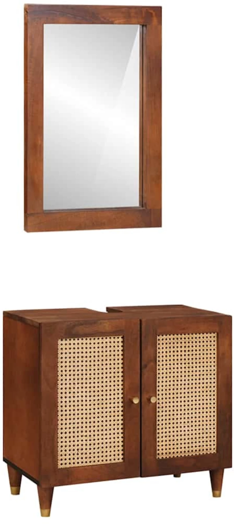 Έπιπλα μπάνιου με συρτάρι 2 pcs 62 x 33 x 58 εκ. Στερεό ξύλο μάνγκο