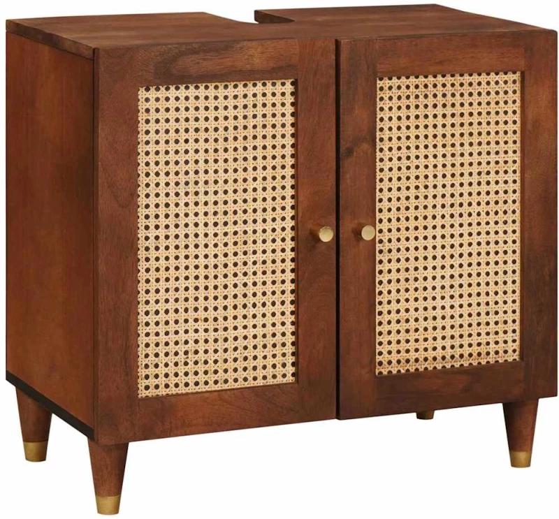 Έπιπλα μπάνιου με συρτάρι 2 pcs 62 x 33 x 58 εκ. Στερεό ξύλο μάνγκο