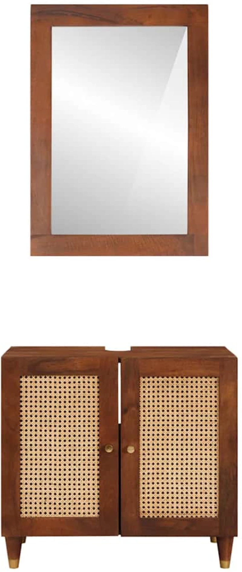 Έπιπλα μπάνιου με συρτάρι 2 pcs 62 x 33 x 58 εκ. Στερεό ξύλο μάνγκο