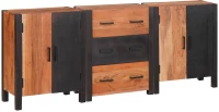 vidaXL Πλαϊνό γραφείο 3 pcs Καφέ 55 x 30 x 75 εκ Μασίφ ξύλο ακακίας
