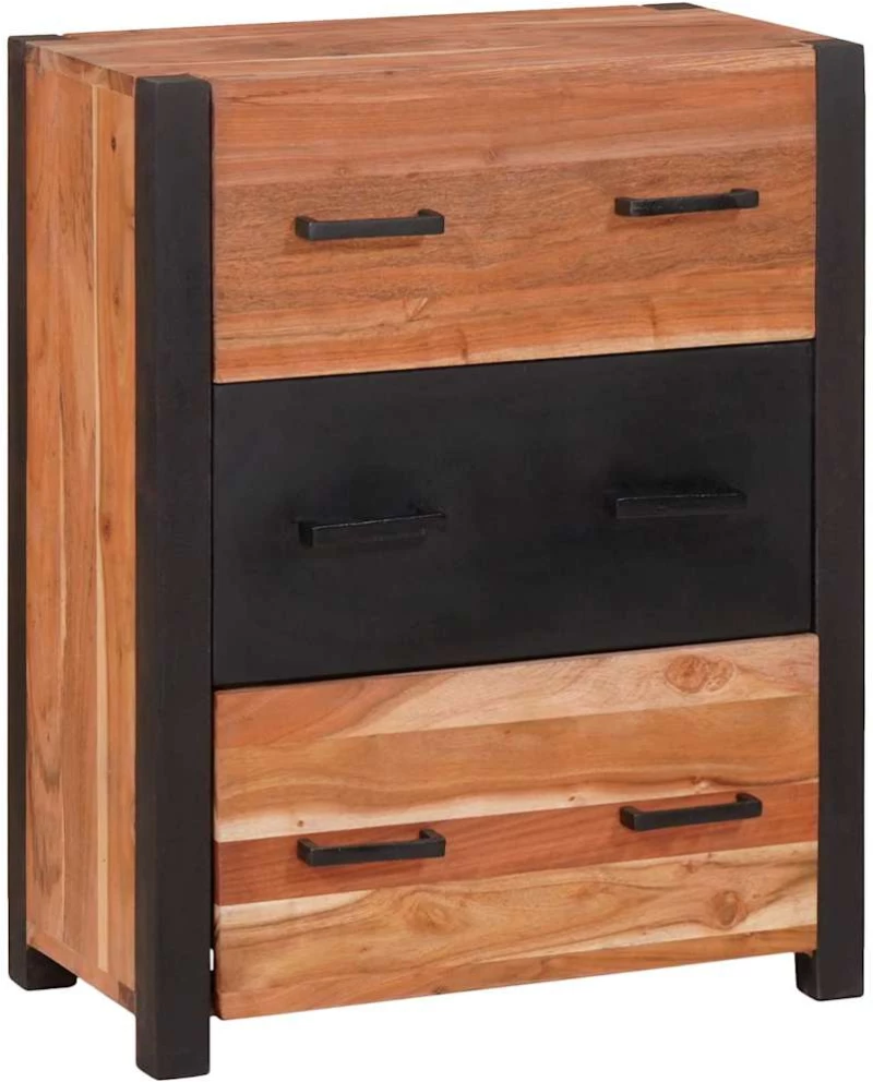 vidaXL Πλαϊνό γραφείο 3 pcs Καφέ 55 x 30 x 75 εκ Μασίφ ξύλο ακακίας
