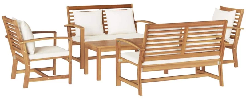 vidaXL Σετ Καναπέ Κήπου 5 pcs Φυσικό Μασίφ ξύλο teak