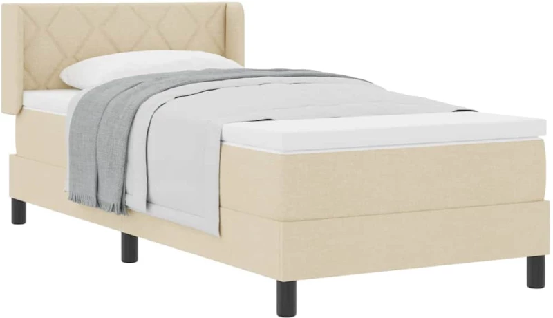 vidaXL Κρεβάτι box spring με στρώμα με στρώμα Κρεμ 90 x 190 cm