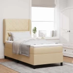 vidaXL Κρεβάτι με ελατήρια με στρώμα Κρεμ 90 x 190 cm ύφασμα