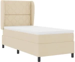 vidaXL Κρεβάτι με ελατήρια με στρώμα Κρεμ 90 x 190 cm ύφασμα