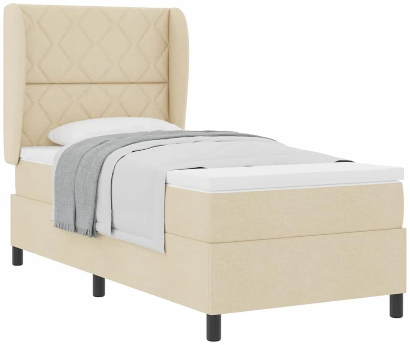 vidaXL Κρεβάτι με ελατήρια με στρώμα Κρεμ 90 x 190 cm ύφασμα