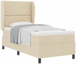 vidaXL Κρεβάτι με ελατήρια με στρώμα Κρεμ 90 x 190 cm ύφασμα