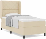 vidaXL Κρεβάτι με ελατήρια με στρώμα Κρεμ 90 x 190 cm ύφασμα