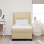 vidaXL Κρεβάτι με ελατήρια με στρώμα Κρεμ 90 x 190 cm ύφασμα