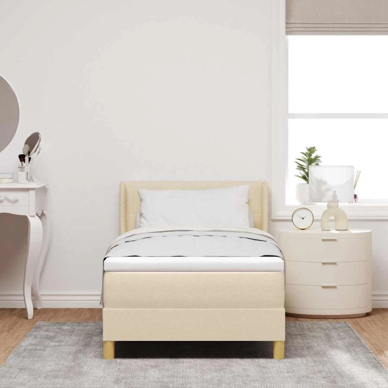 vidaXL Κρεβάτι με Ελατήρια με στρώμα Κρεμ 90 x 190 cm ύφασμα