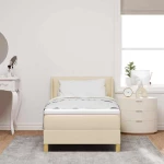 vidaXL Κρεβάτι με Ελατήρια με στρώμα Κρεμ 90 x 190 cm ύφασμα