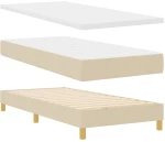 vidaXL Κρεβάτι με Ελατήρια με στρώμα Κρεμ 90 x 190 cm ύφασμα