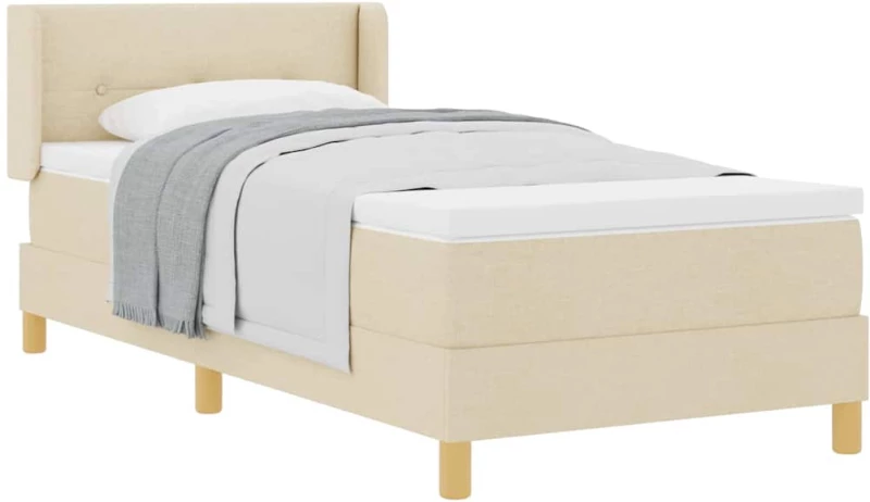 vidaXL Κρεβάτι με Ελατήρια με στρώμα Κρεμ 90 x 190 cm ύφασμα