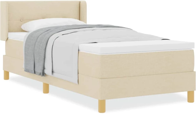 vidaXL Κρεβάτι με Ελατήρια με στρώμα Κρεμ 90 x 190 cm ύφασμα