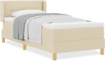 vidaXL Κρεβάτι με Ελατήρια με στρώμα Κρεμ 90 x 190 cm ύφασμα