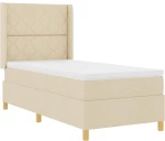 vidaXL Κρεβάτι με ελατήρια με στρώμα Κρεμ 90 x 190 cm ύφασμα