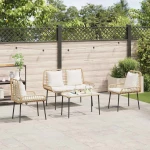 vidaXL ΣΕΤ ΕΠΙΠΛΩΝ ΚΗΠΟΥ με μαξιλάρι 4 pcs Καφέ Μαύρο Κρεμ