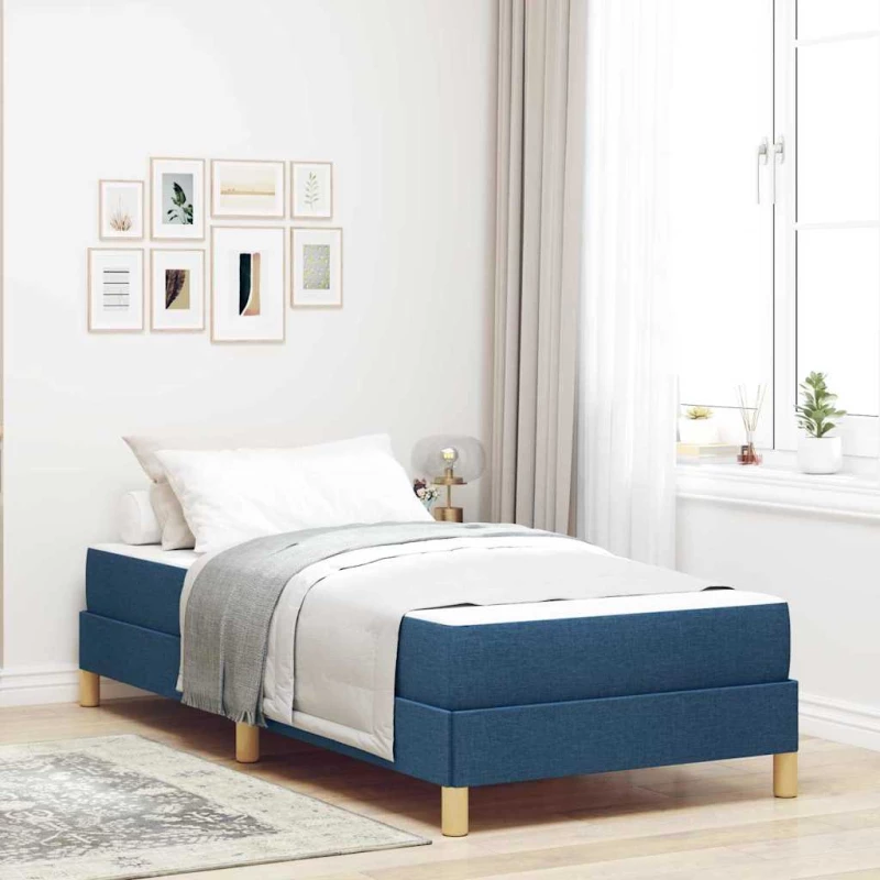 vidaXL Κρεβάτι με ελατήρια Μπλε και άσπρο 100 x 200 cm Pěna