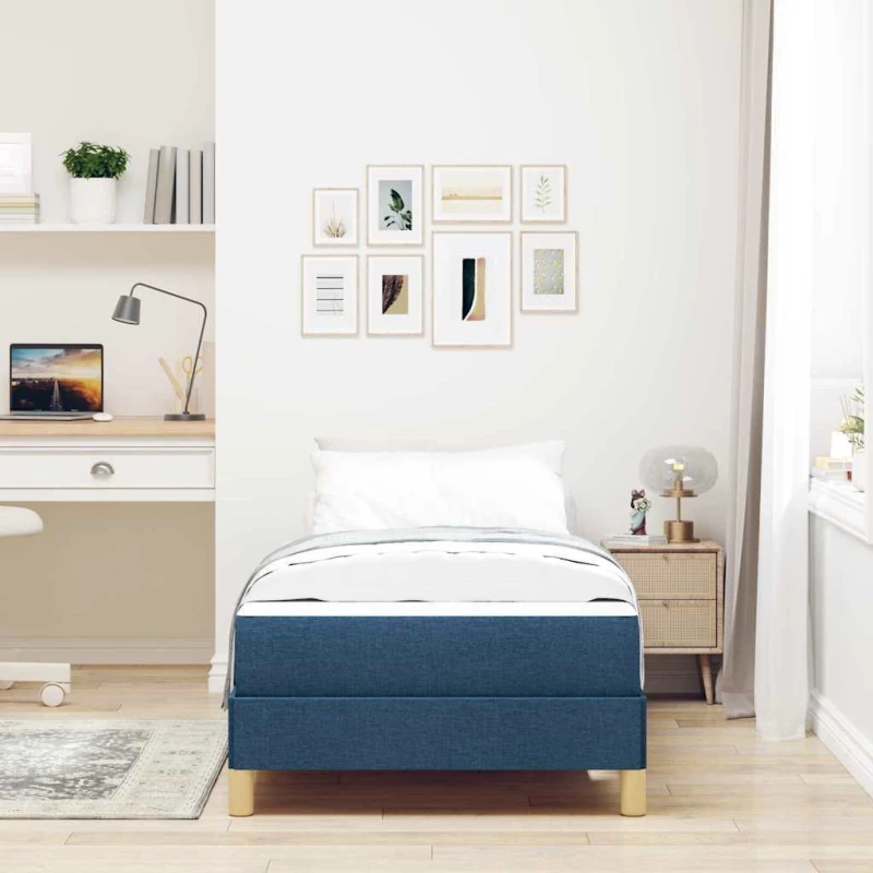 vidaXL Κρεβάτι με ελατήρια Μπλε και άσπρο 100 x 200 cm Pěna