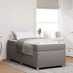 vidaXL Σκελετός Κρεβατιού με στρώμα Taupe 100 x 200 cm ύφασμα