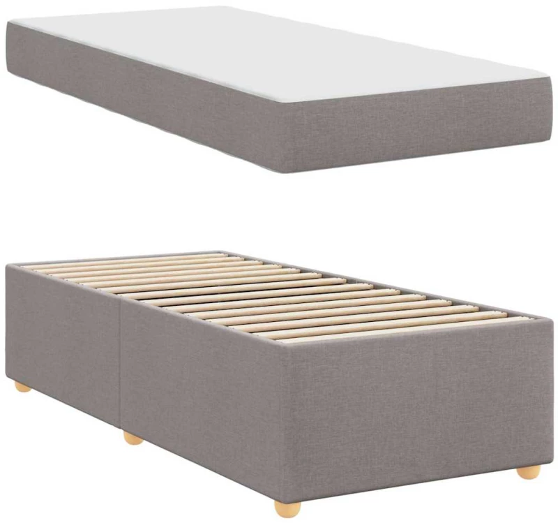 vidaXL Σκελετός Κρεβατιού με στρώμα Taupe 100 x 200 cm ύφασμα