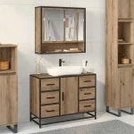 vidaXL Σετ Επίπλων Μπάνιου με ράφι 2 pcs artisan δρυς 80 x 33 x 60 εκ