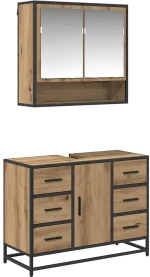 vidaXL Σετ Επίπλων Μπάνιου με ράφι 2 pcs artisan δρυς 80 x 33 x 60 εκ