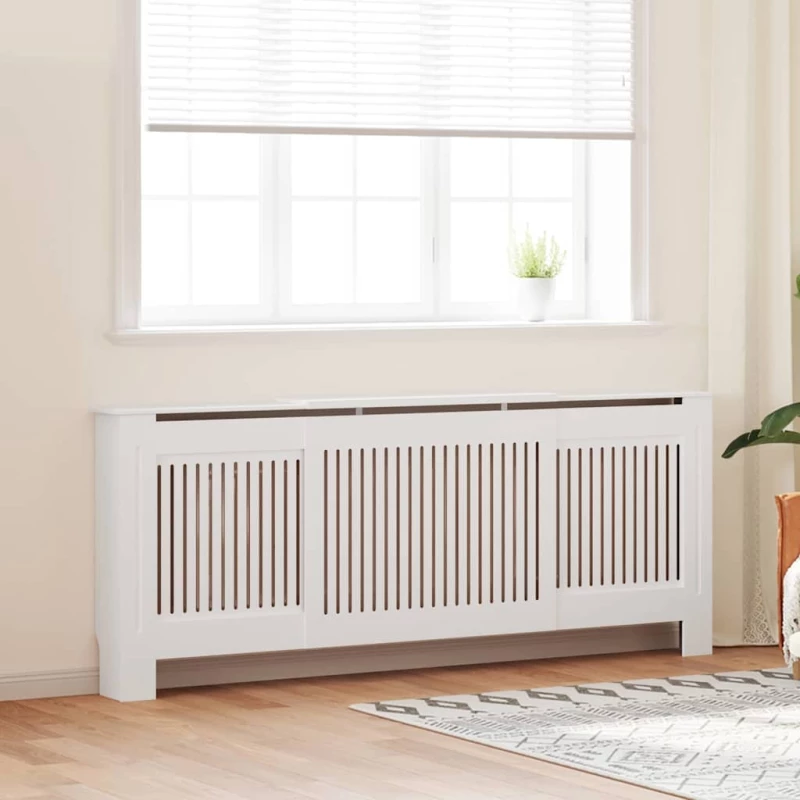 vidaXL Κάλυμμα καλοριφέρ 2 pcs Λευκό 112x19x81.5cm Συνθετικόξύλο