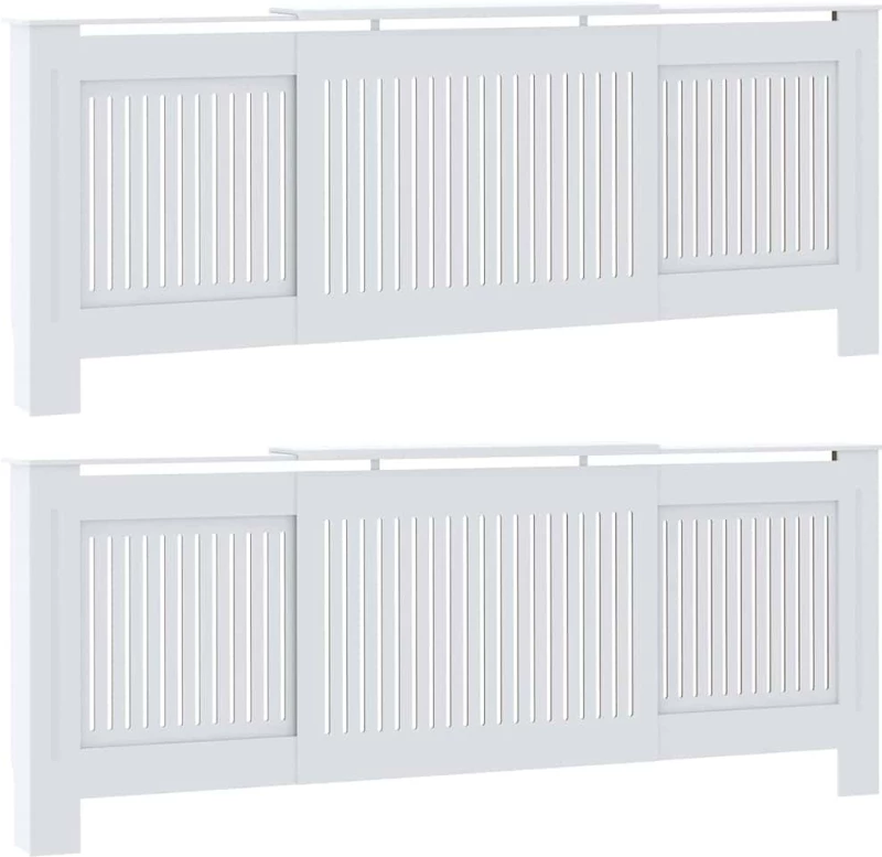 vidaXL Κάλυμμα καλοριφέρ 2 pcs Λευκό 112x19x81.5cm Συνθετικόξύλο