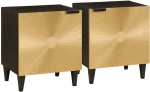 vidaXL Κομοδίνο 2 pcs Μαύρο και Χρυσό 40 x 33.5 x 46 εκ