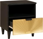 vidaXL Κομοδίνο με συρτάρι 2 pcs Μαύρο και Χρυσό 40 x 33 x 46 εκ.