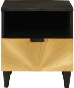 vidaXL Κομοδίνο με συρτάρι 2 pcs Μαύρο και Χρυσό 40 x 33 x 46 εκ.