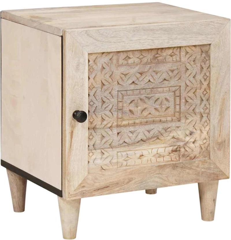 vidaXL Κομοδίνο 2 pcs Μπεζ 40 x 33 x 46 εκ. Μασίφ ξύλο μάνγκο