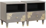 vidaXL Κομοδίνο 2 pcs Γκρι 40 x 33 x 46 εκ. Μασίφ ξύλο μάνγκο