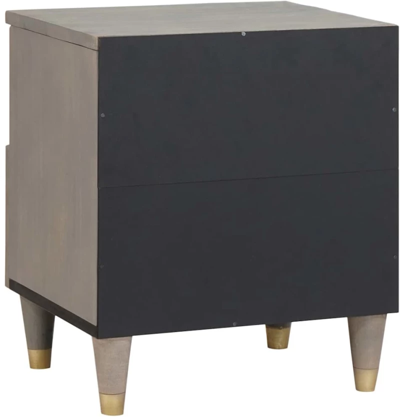vidaXL Κομοδίνο 2 pcs Γκρι 40 x 33 x 46 εκ. Μασίφ ξύλο μάνγκο