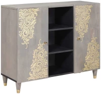 vidaXL Πλαϊνό γραφείο με ράφι Γκρι και Χρυσό 90 x 33.5 x 75 εκ