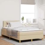 vidaXL Κρεβάτι με ελατήρια με στρώμα Κρεμ 120 x 190 cm ύφασμα
