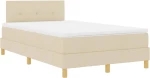 vidaXL Κρεβάτι με ελατήρια με στρώμα Κρεμ 120 x 190 cm ύφασμα