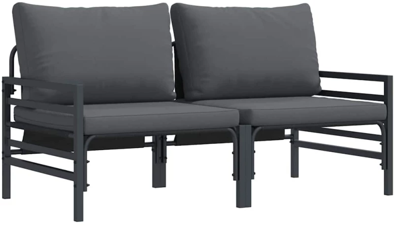 vidaXL Εξωτερικά Έπιπλα με μαξιλάρι με μαξιλάρι 2 pcs Ανθρακί Ατσάλι