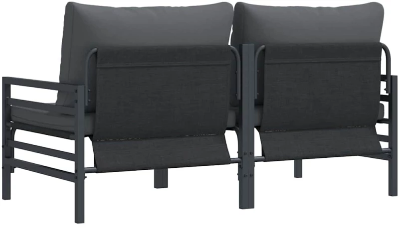 vidaXL Εξωτερικά Έπιπλα με μαξιλάρι με μαξιλάρι 2 pcs Ανθρακί Ατσάλι