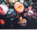 vidaXL Χαλί Κουζίνας Floral Μαύρο 180 x 60 cm Βελούδο