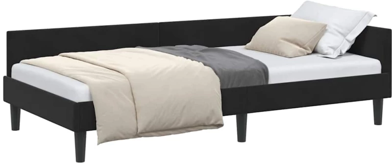vidaXL Πλαϊνό Κρεβάτι Μαύρο 80 x 200 cm Βελούδο και Στιβαρή ξυλεία