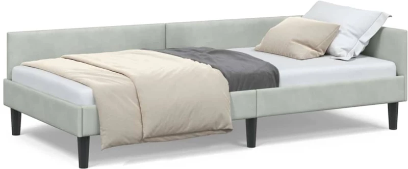 vidaXL Πλαϊνό Κρεβάτι με κεφαλάρι Ανοιχτό γκρι 90 x 200 cm