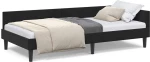 vidaXL Πλαϊνό Κρεβάτι Μαύρο 90 x 200 cm Βελούδο και Στιβαρή ξυλεία