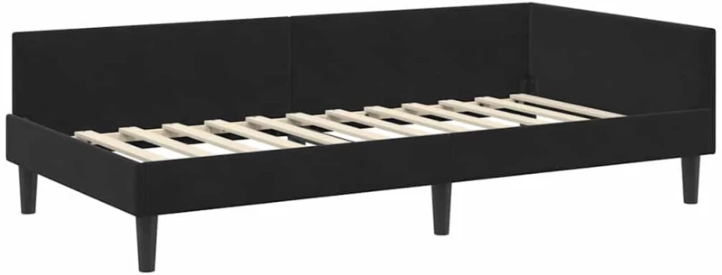 vidaXL Πλαϊνό Κρεβάτι Μαύρο 100 x 200 cm Βελούδο και Στιβαρή ξυλεία