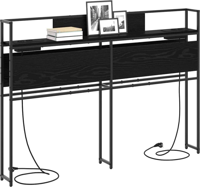 vidaXL Κεφαλάρι Αποθήκης με ράφι Μαύρη δρυς 135 cm Επεξεργασμένο ξύλο