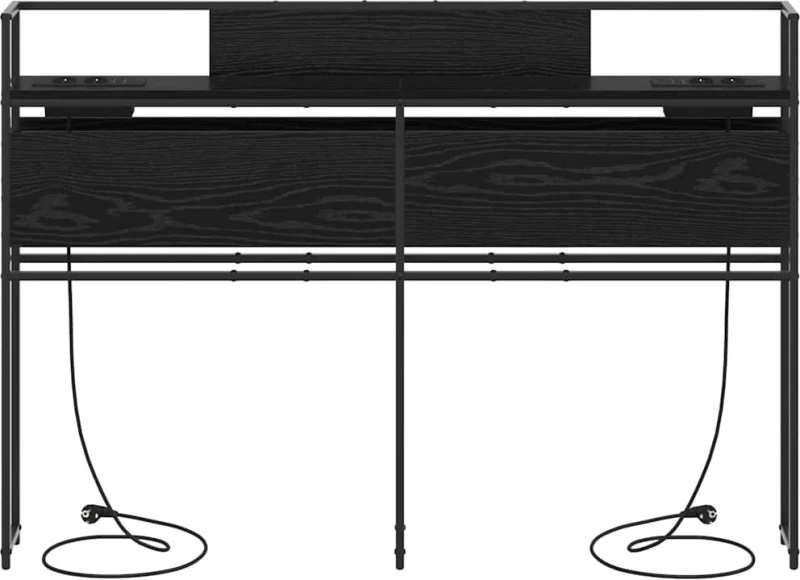 vidaXL Κεφαλάρι Αποθήκης με ράφι Μαύρη δρυς 135 cm Επεξεργασμένο ξύλο