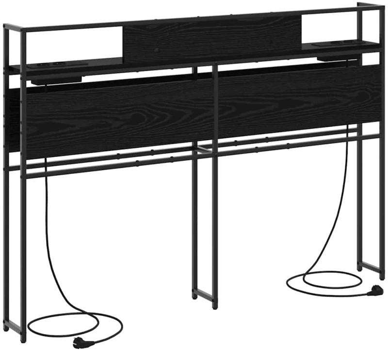 vidaXL Κεφαλάρι Αποθήκης με ράφι Μαύρη δρυς 135 cm Επεξεργασμένο ξύλο